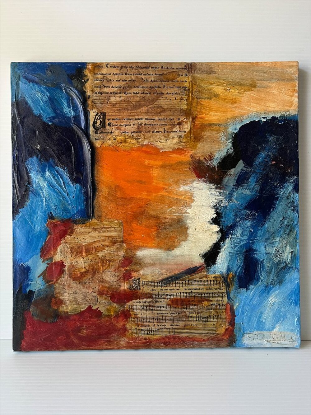 Rui Sekora 2007 Original Mixed Media Collage Painting "St. Paul" Canvas 15.75"